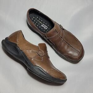 Clarks Wave Walk Shoes Womens 7.5 M Slip On Casual Comfort Low Top Leather Brown